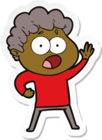 sticker of a cartoon man gasping in surprise png