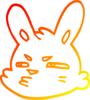 warm gradient line drawing of a cartoon moody rabbit png