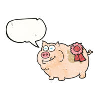 hand speech bubble textured cartoon prize winning pig png