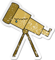 distressed sticker of a cute cartoon telescope png