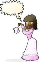 cartoon victorian woman dropping handkerchief with speech bubble png