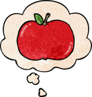 cartoon apple with thought bubble in grunge texture style png