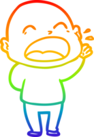 rainbow gradient line drawing of a cartoon shouting bald man png