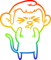 rainbow gradient line drawing of a cartoon annoyed monkey png