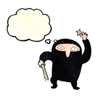 dessin animé ninja avec bulle de pensée png