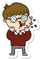 klistermärke av en tecknad pojke som bär glasögon png