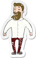 retro distressed sticker of a cartoon bearded man png