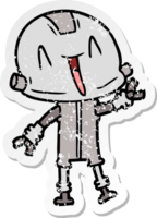 distressed sticker of a cartoon robot png