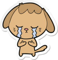sticker of a cartoon crying dog png