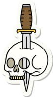 pegatina de tatuaje al estilo tradicional de una calavera png