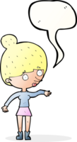 Cartoon überraschte Frau mit Sprechblase png