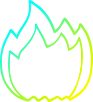 cold gradient line drawing of a cartoon open flame png