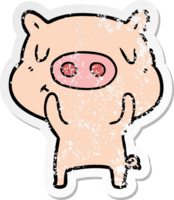 adesivo angustiado de um porco de conteúdo de desenho animado png