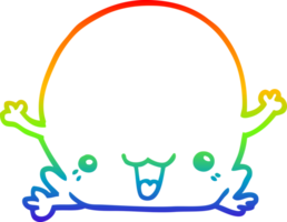 rainbow gradient line drawing of a cartoon frog png