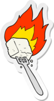 adesivo de um desenho animado tofu flamejante no garfo png