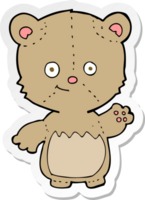 sticker of a cartoon little teddy bear waving png