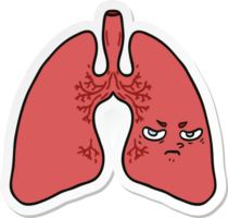 pegatina de los pulmones de una caricatura png