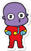 sticker of a cartoon weird bald spaceman png