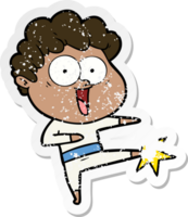 distressed sticker of a cartoon happy man png