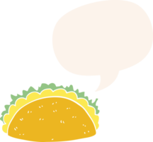 desenho animado taco com discurso bolha dentro retro estilo png