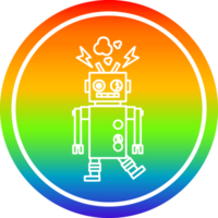 malfunctioning robot circular icon with rainbow gradient finish png