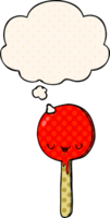 cartoon candy lollipop with thought bubble in comic book style png