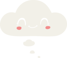 mignonne dessin animé visage avec pensée bulle dans rétro style png