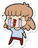 sticker of a cartoon woman in tears png