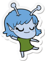 adesivo di un cartone animato sorridente ragazza aliena png