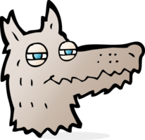 visage de loup béat de dessin animé png