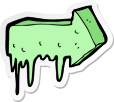 sticker of a cartoon slimy pointing arrow png