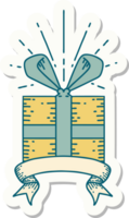 pegatina de un regalo de navidad estilo tatuaje png