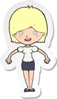 sticker of a cartoon happy woman png