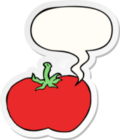 dessin animé tomate avec discours bulle autocollant png