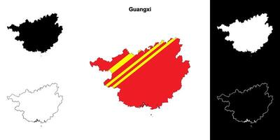 Guangxi province outline map set vector