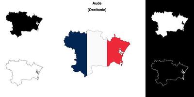 Aude department outline map set vector