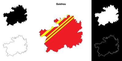 Guizhou province outline map set vector