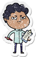 distressed sticker of a cartoon angry man png