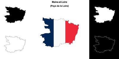 Maine-et-Loire department outline map set vector