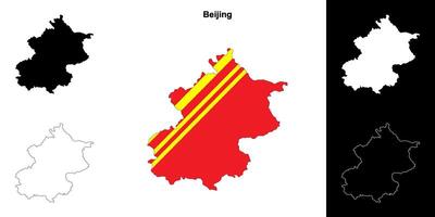 Beijing province outline map set vector