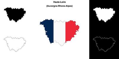 Haute-Loire department outline map set vector