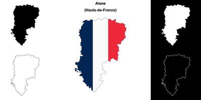 Aisne department outline map set vector