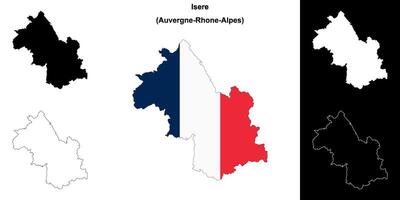 Isere department outline map set vector