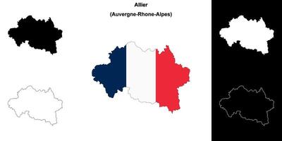 Allier department outline map set vector