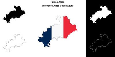 Hautes-Alpes department outline map set vector