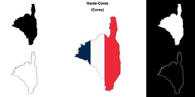 Haute-Corse department outline map set vector