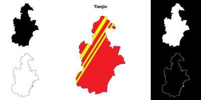 Tianjin provincia contorno mapa conjunto vector