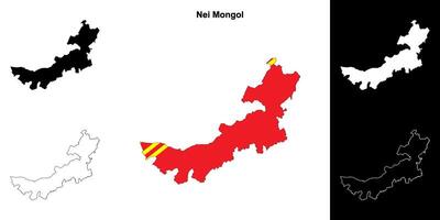 Nei Mongol province outline map set vector