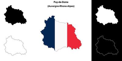 Puy-de-Dome department outline map set vector