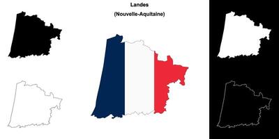 Landes department outline map set vector